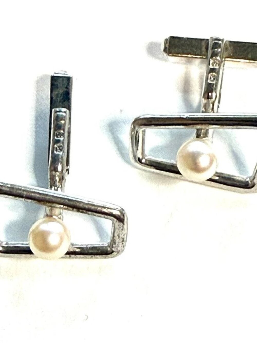 Mikimoto Sterling Silver Akoya 6mm Pearl Estate Cufflinks M467
